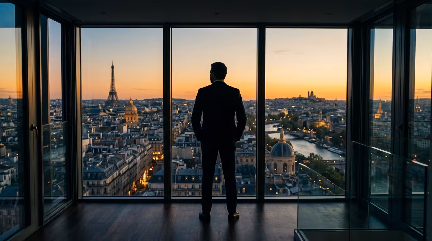 Sugar Daddy Guia Completa - Silhueta de homem confiante em frente a janela panoramica