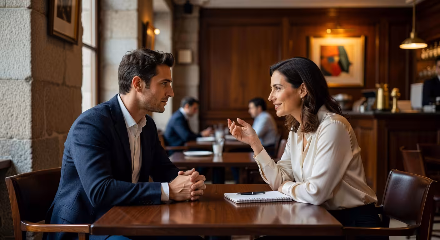 Conversa sobre expectativas entre parceiros sugar num jantar elegante